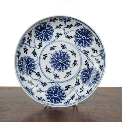 Lot 3 - Blue and white porcelain saucer dish Chinese,...