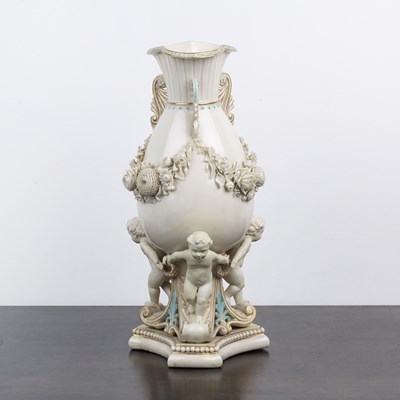 Lot 376 - Belleek urn-shaped vase Irish, the large vase...