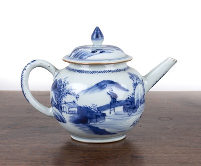 Lot 2 - Small blue and white ovoid teapot Chinese,...