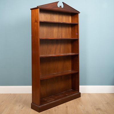 Lot 311 - A tall open bookcase, mahogany, 111cm w x 25cm...