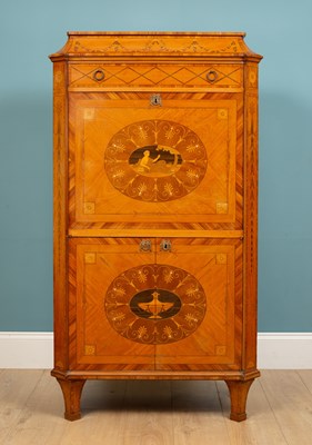 Lot 272 - A French inlaid secretaire à abbatant,...