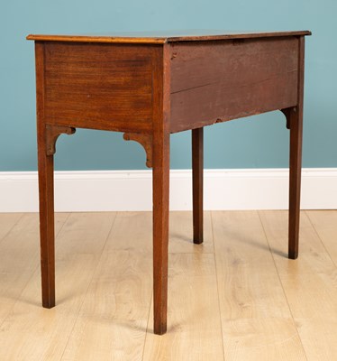 Lot 301 - An antique mahogany and inlaid kneehole side table
