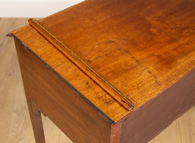 Lot 301 - An antique mahogany and inlaid kneehole side table