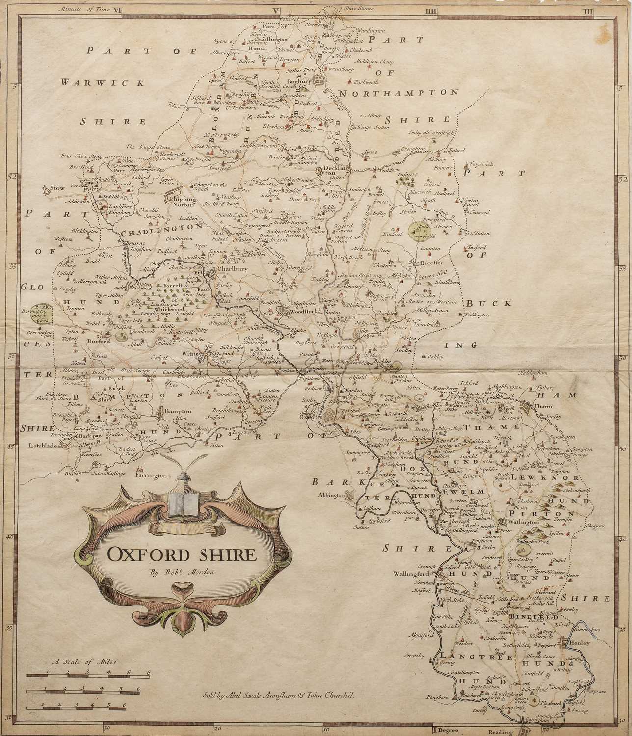 Lot 2 - A hand-coloured map of Oxfordshire, by Robert...