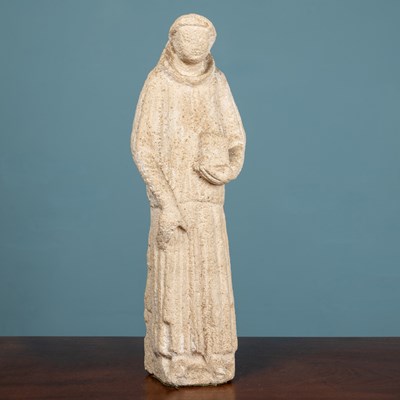 Lot 200 - A carved limestone sculpture of a monk