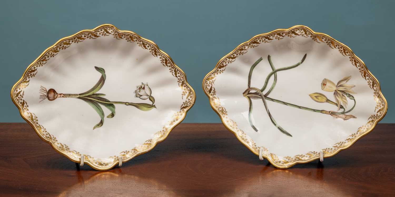 Lot 81 - A pair of 18th century Derby botanical dessert dishes