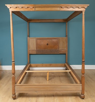 Lot 290 - An early 20th century oak four-poster bed frame