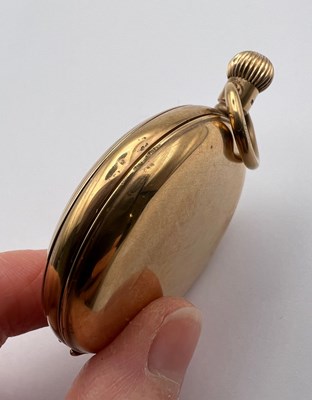 Lot 172 - A 9ct gold half hunter pocket watch, the white...