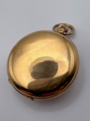 Lot 172 - A 9ct gold half hunter pocket watch, the white...
