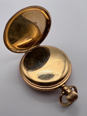 Lot 172 - A 9ct gold half hunter pocket watch, the white...