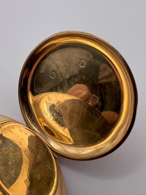 Lot 172 - A 9ct gold half hunter pocket watch, the white...