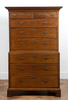 Lot 98 - Mahogany chest on chest or tallboy late...