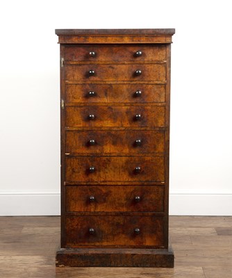 Lot 97 - Walnut Wellington chest 19th Century, fitted...