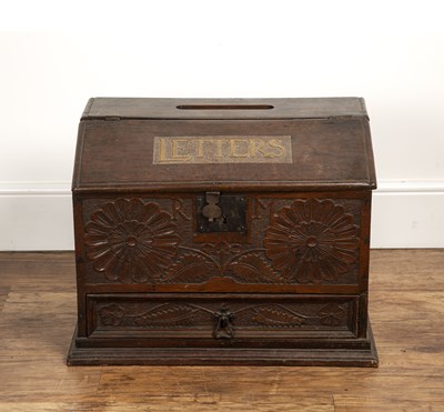 Lot 95 - Oak letters or post box late 19th Century,...