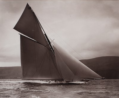 Lot 150A - Pair of framed sailing photographs Valkyrie...