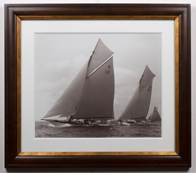 Lot 150 - Pair of framed sailing photographs Valkyrie...