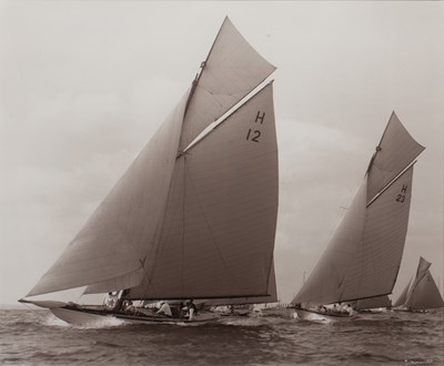 Lot 150 - Pair of framed sailing photographs Valkyrie...