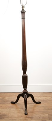 Lot 96 - Mahogany lamp standard on tripod base, with...