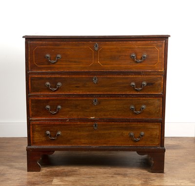 Lot 99 - Crossbanded mahogany secretaire chest Late...