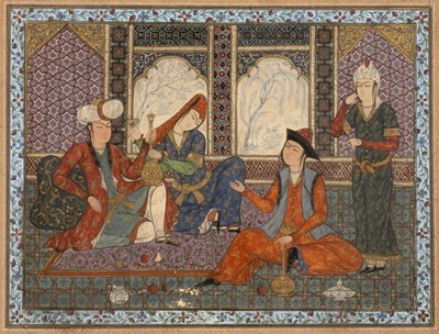 Lot 360 - Safavid style painting Iranian, depicting...