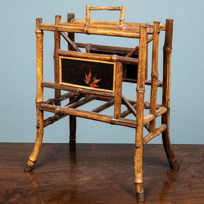 Lot 160 - A faux bamboo chinoiserie magazine stand, with...