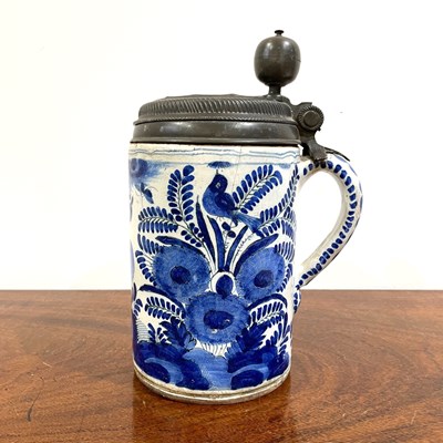 Lot 366 - German faience ceramic tankard decorated in...