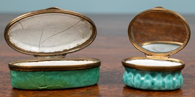 Lot 175 - Two enamel patch boxes, one smaller with a...