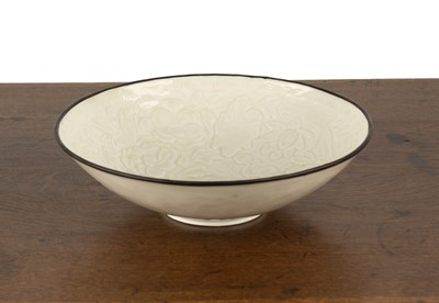 Lot 292 - Ding bowl/dish Chinese having raised lotus...