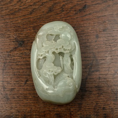 Lot 213 - Oval nephrite jade pebble Chinese, 19th...