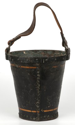 Lot 225 - A 19th century painted leather fire bucket...
