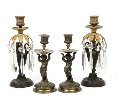 Lot 227 - A pair of 19th century bronze and gilt metal...