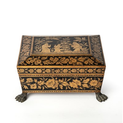 Lot 229 - A Regency satinwood penwork sewing box...