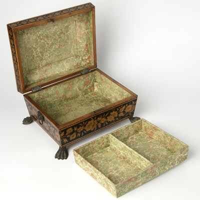 Lot 229 - A Regency satinwood penwork sewing box...