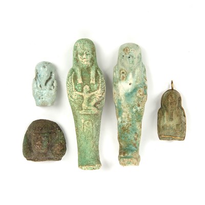 Lot 255 - Two Egyptian Shabti figures and two Egyptian...