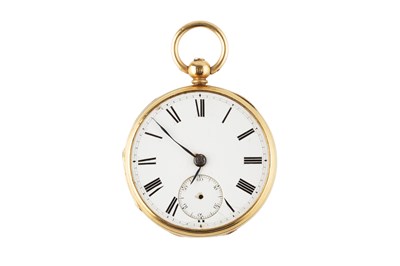 Lot 207 - An 18ct gold open face fob watch, the white...