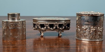 Lot 25 - A 19th century silver continental scene box,...