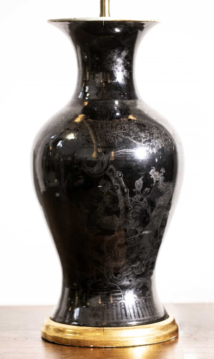 Lot 87 - Monochrome vase/ lamp base Chinese, 18th/19th...