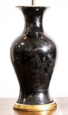 Lot 87 - Monochrome vase/ lamp base Chinese, 18th/19th...