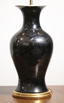 Lot 87 - Monochrome vase/ lamp base Chinese, 18th/19th...
