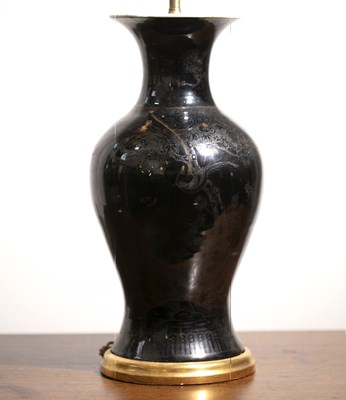 Lot 87 - Monochrome vase/ lamp base Chinese, 18th/19th...
