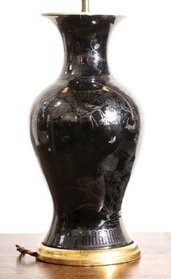 Lot 87 - Monochrome vase/ lamp base Chinese, 18th/19th...