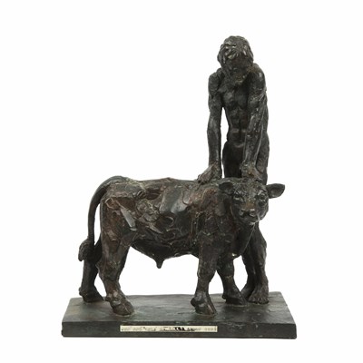 Lot 671 - Sally Arnup (1930-2015) Man and a Calf bronze,...