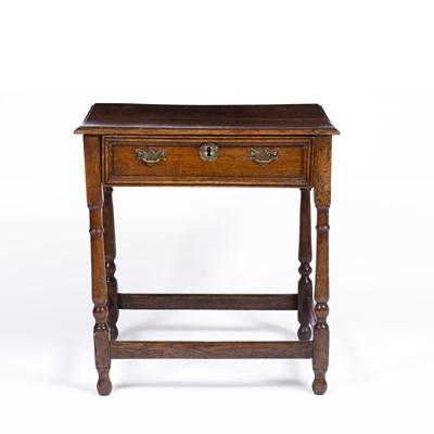 Lot 244 - An 18th century oak single drawer side table...