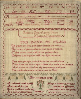 Lot 245 - A mid 19th century sampler worked by Rebecca...