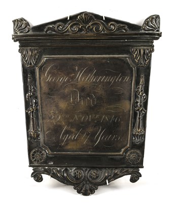 Lot 142 - An 18th century bronze grave plaque dated 1742,...
