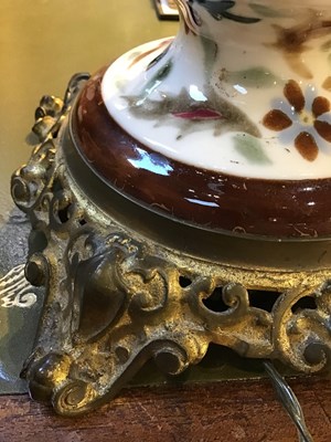 Lot 248 - A Zsolnay Pecs style pottery oil lamp 19cm...