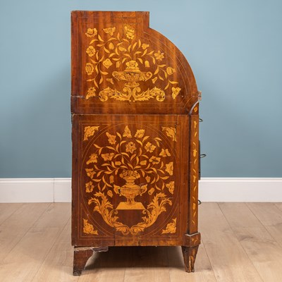 Lot 471 - An 18th century/19th century Dutch marquetry cylinder bureau