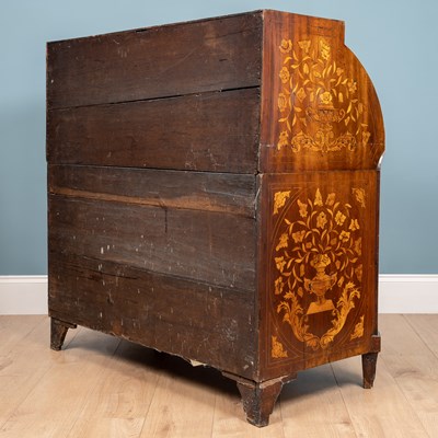 Lot 471 - An 18th century/19th century Dutch marquetry cylinder bureau