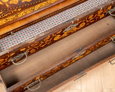Lot 471 - An 18th century/19th century Dutch marquetry cylinder bureau