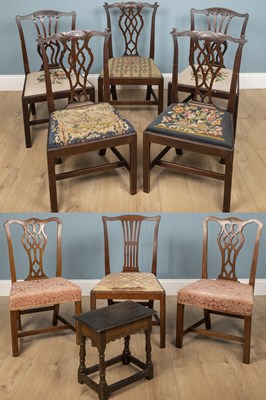 Lot 236 - A set of five Georgian floral embroidered...